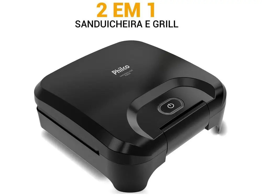 Sanduicheira Grill Philco Preta Antiaderente PGR25A 750W - 220V // Philco Black Nonstick Grill Sandwiches