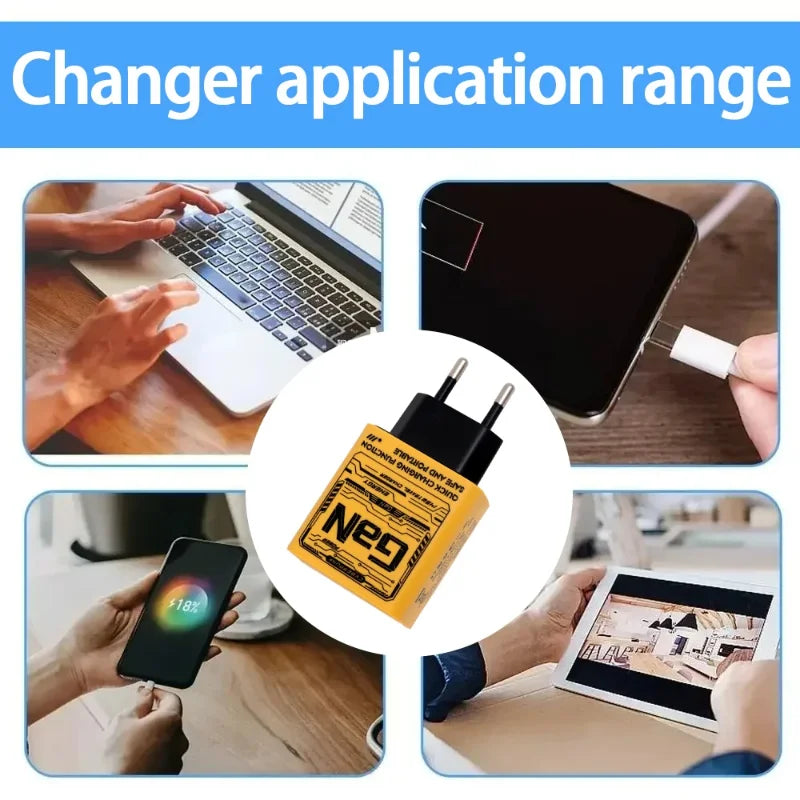 Xiaomi 145 W NOVO Carregador Ultra Rápido 3 portas PD USB // Carregador de Celulares UE // Adaptador de Parede p/ iPhone / Samsung / Huawei