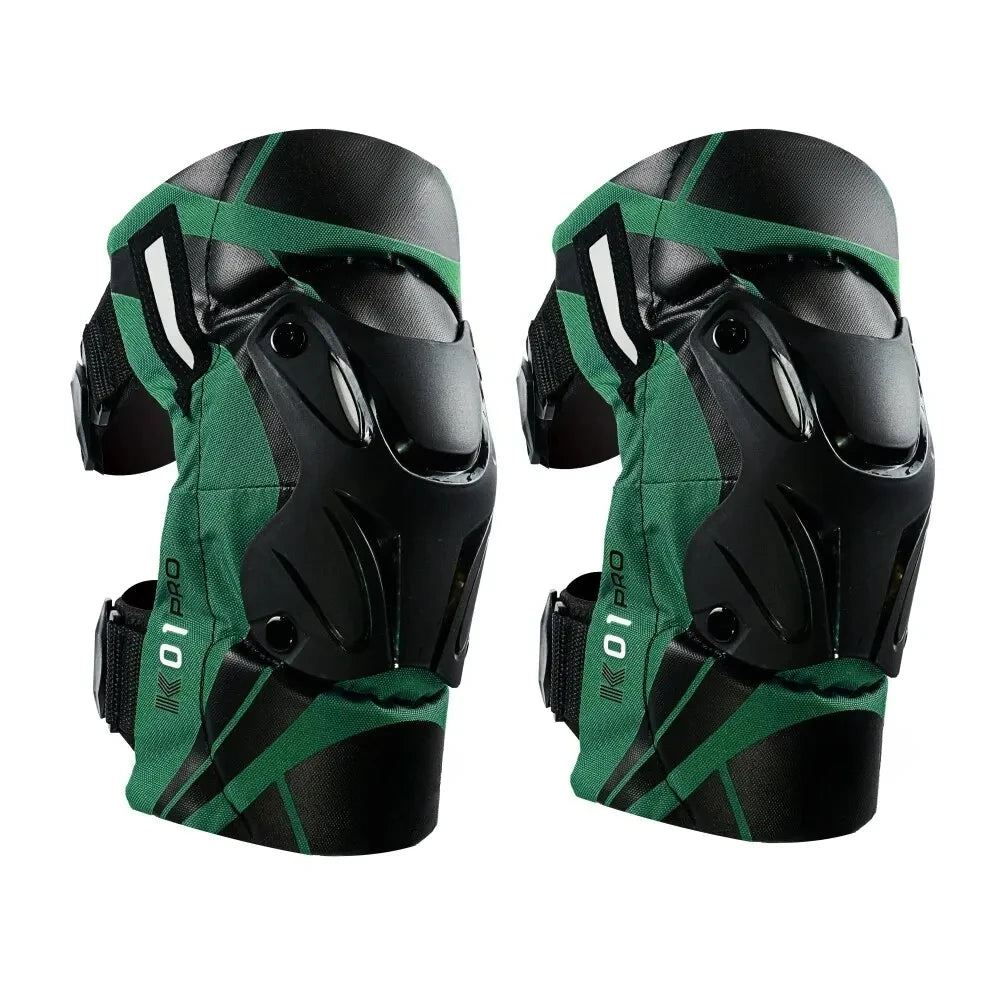 Protetores de joelho off-road: armadura CE resistente a impactos e alças ajustáveis para pilotagem noturna e corridas de motocicleta