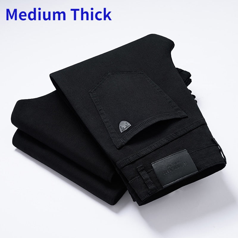 Jeans Masculino 2024 de Marca // Material fino DELIY // Grosso Linha Reta Algodão // Negócios/Casuais // Cintura Alta luz cinza/azul
