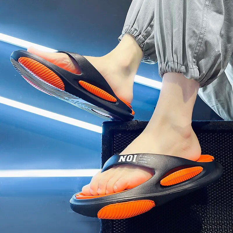 Sandálias de Praia Antiderrapante Masculinas Flip Flops ao Ar Livre // Chinelos Internos de Massagem c/ Sola Grossa Super Confortável