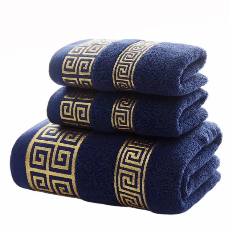 Conjunto de 3 Toalhas de Banho de Algodão // 2 Toalhas de Mão e Rosto 35x75 cm e 1 Toalha de Banho Grande 70x140 cm // Toalhas de Rosto, Toalhas de Presente