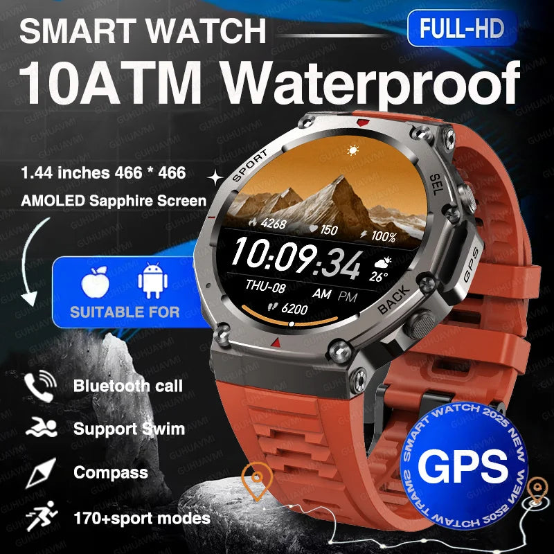Relógio inteligente T-Rex 3 original militar com GPS para natação, masculino, para Xiaomi, 10ATM, IP69K, à prova d'água, pulseira com 170 GPS esportivo integrado