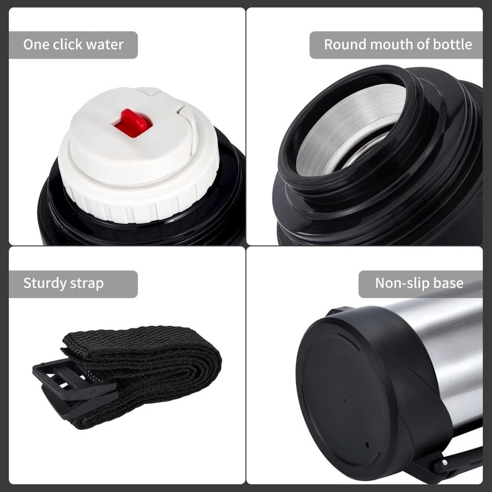 Garrafa Térmica de Aço Inoxidável c/ Grande Capacidade // Garrafa Térmica c/ Isolamento a Vácuo p/ Água // Para Viagens ao Ar Livre // Para Manter Aquecido Também
