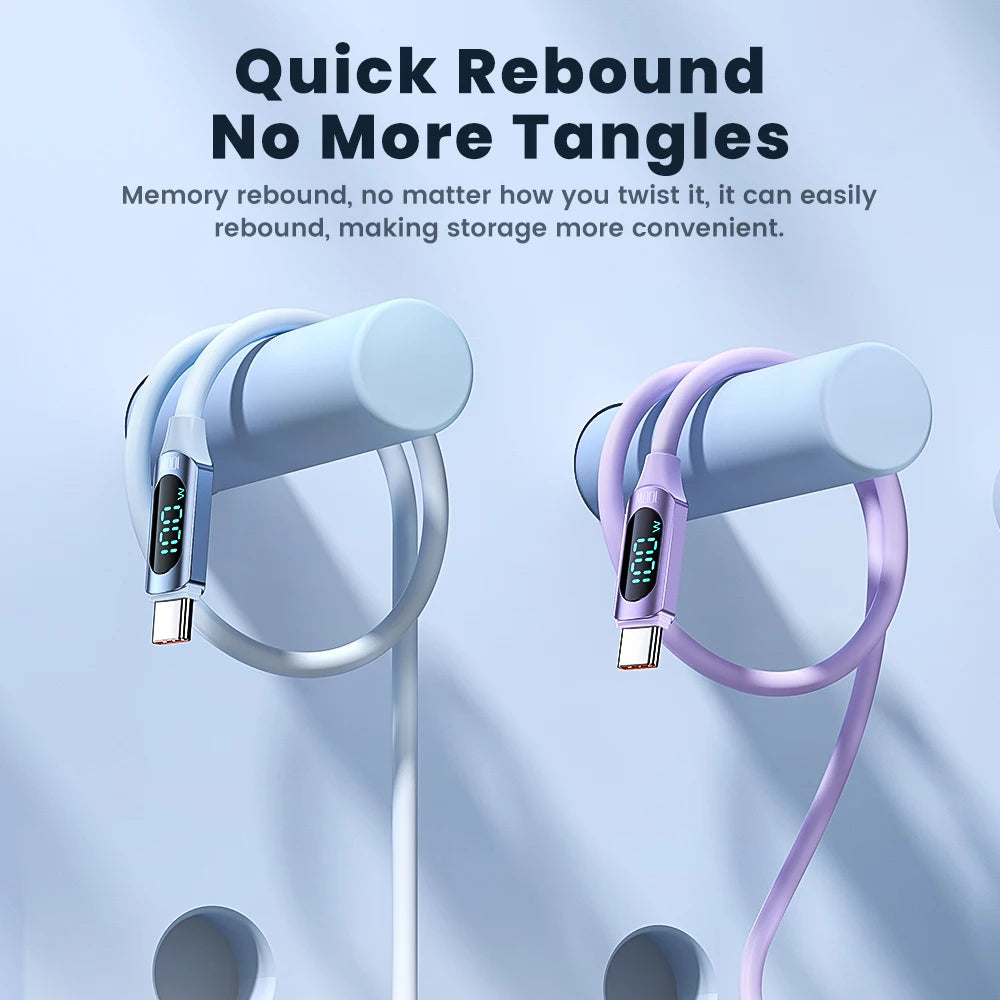 Cabo PD 100W Toocki Silicone USB Tipo C para USB C // Carregamento Rápido p/ Macbook Samsung / Huawei / Xiaomi Tipo C para Tipo C Cabo Display