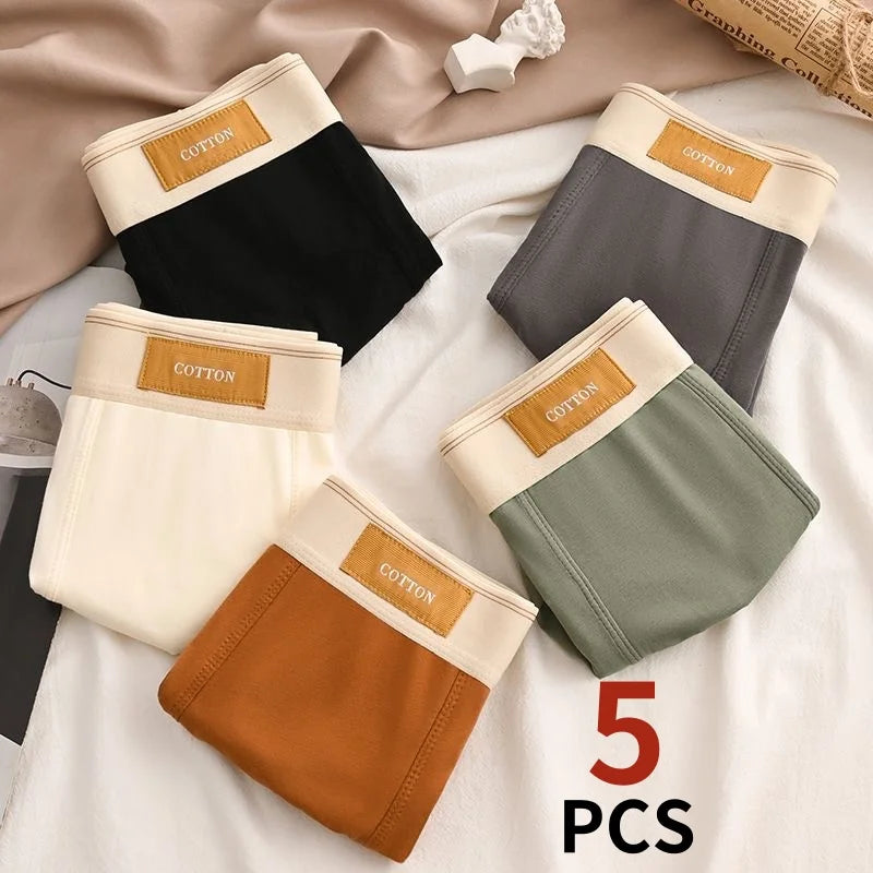 5Pcs/Lote // Cueca Boxer Shorts de Algodão Puro // Cuecas p/ Homem // Respiráveis Sexy Esportes // Conforto Masculino