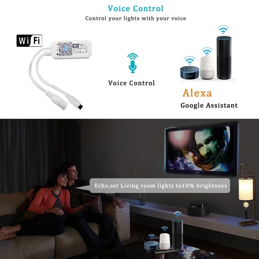 Fitas de LED RGB 12V, Fitas Adesivas p/ Áreas Internas // 5050, 5M, 10M, 15M // 30/60 LEDs por Metro // Cordão de Gelo, Decoração de Ambiente