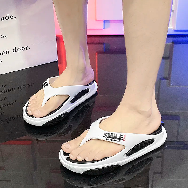 Sandálias de Praia Antiderrapante Masculinas Flip Flops ao Ar Livre // Chinelos Internos de Massagem c/ Sola Grossa Super Confortável
