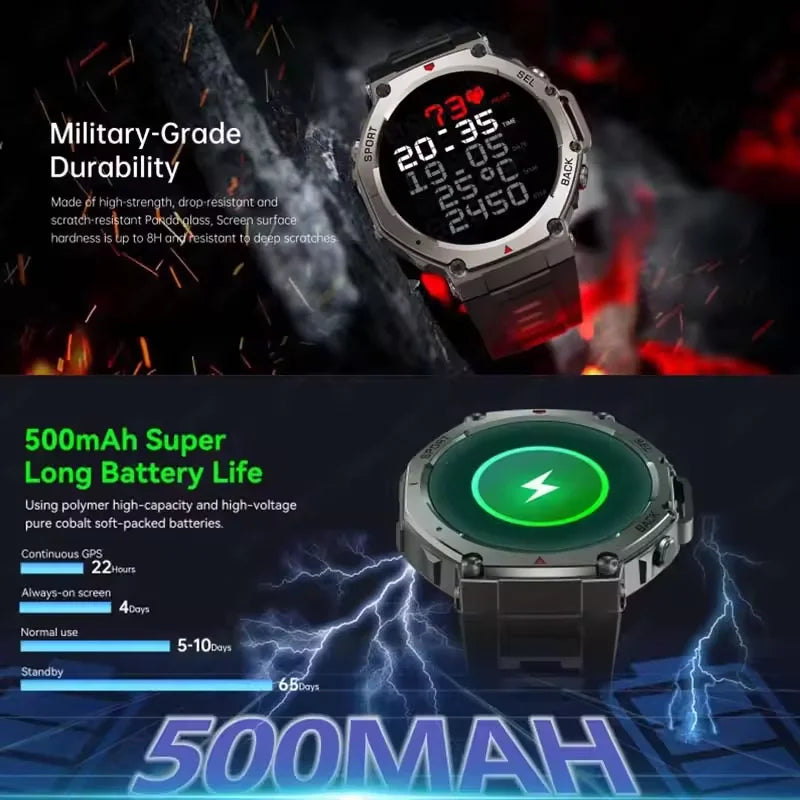 Relógio inteligente T-Rex 3 original militar com GPS para natação, masculino, para Xiaomi, 10ATM, IP69K, à prova d'água, pulseira com 170 GPS esportivo integrado