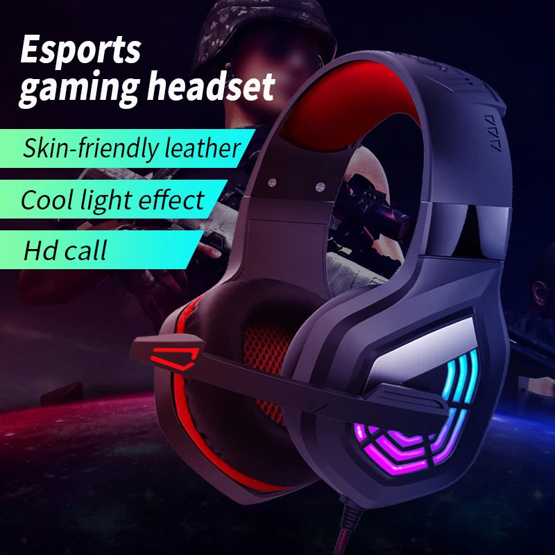 Fone de Ouvido para jogos G7 // Microfone c/ Cancelamento de Ruído // Som Surround, 3,5 mm // Luzes LED com Fio // Fone de ouvido para Jogos // PC e Laptop