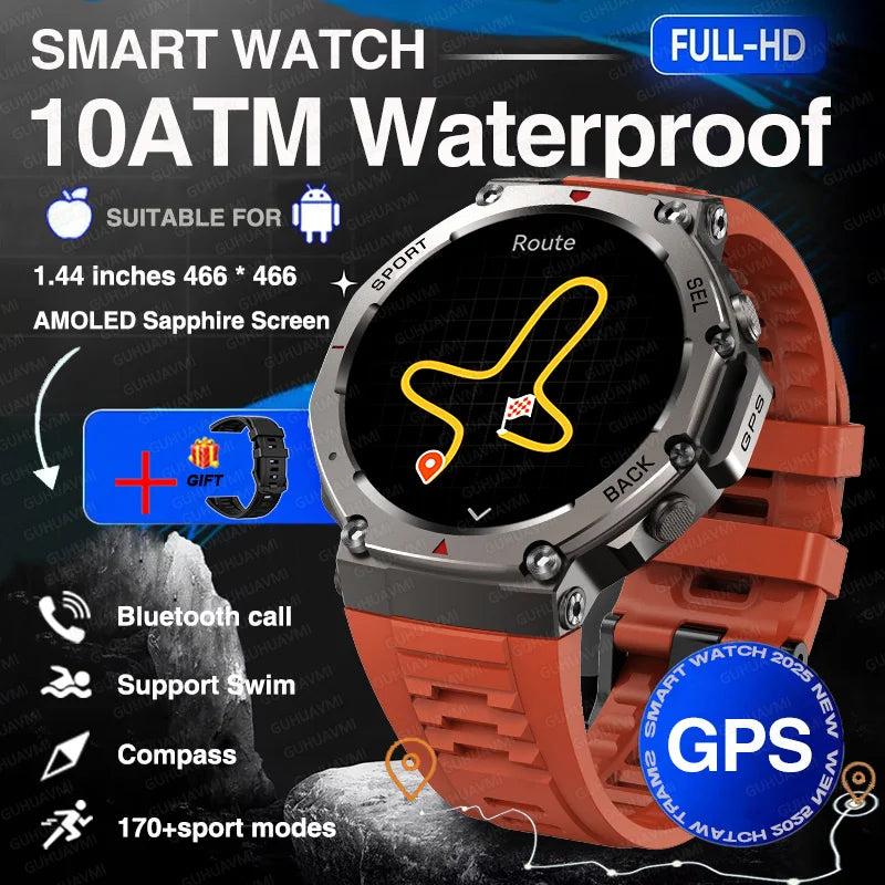 Relógio inteligente T-Rex 3 original militar com GPS para natação, masculino, para Xiaomi, 10ATM, IP69K, à prova d'água, pulseira com 170 GPS esportivo integrado