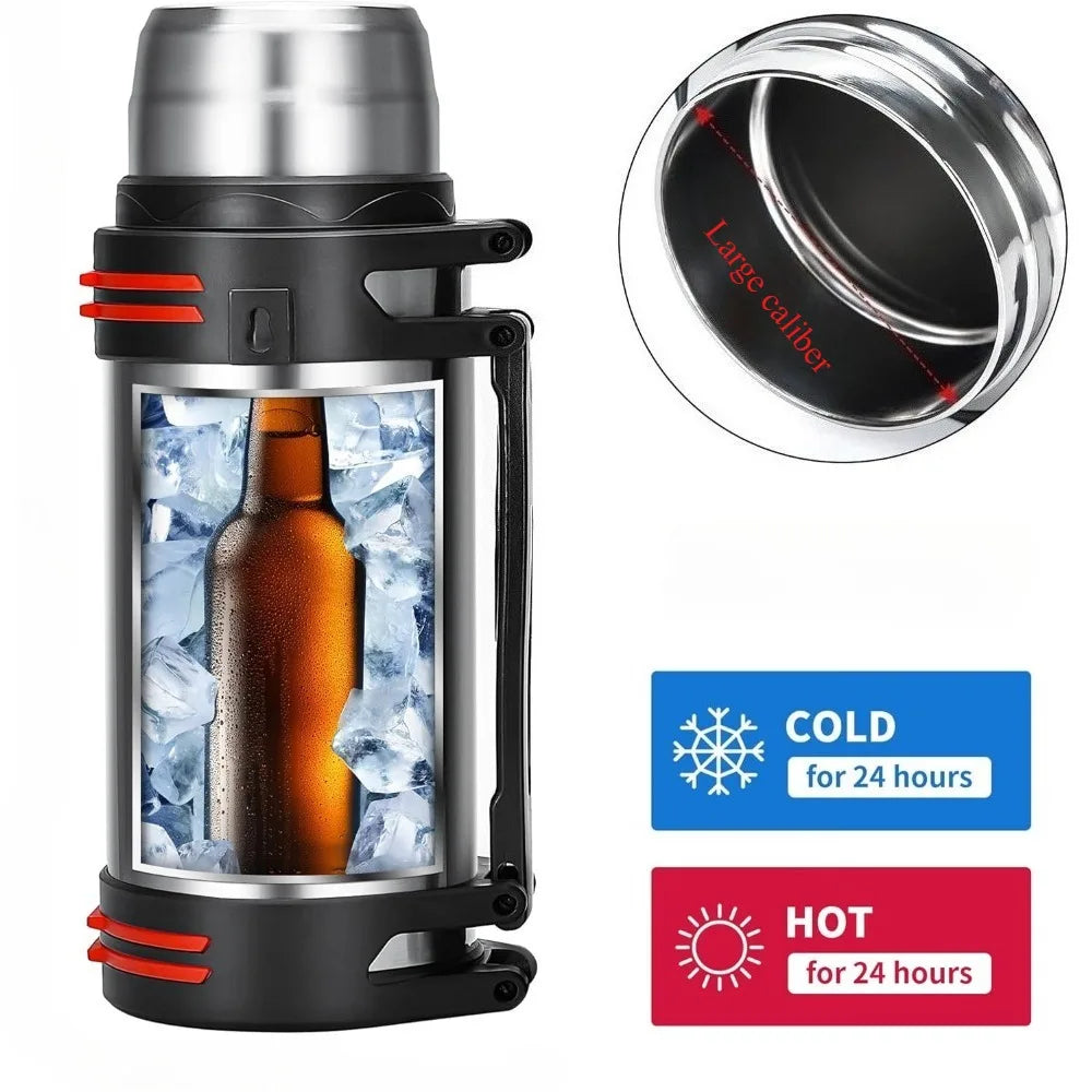Garrafa Térmica de Aço Inoxidável c/ Grande Capacidade // Garrafa Térmica c/ Isolamento a Vácuo p/ Água // Para Viagens ao Ar Livre // Para Manter Aquecido Também