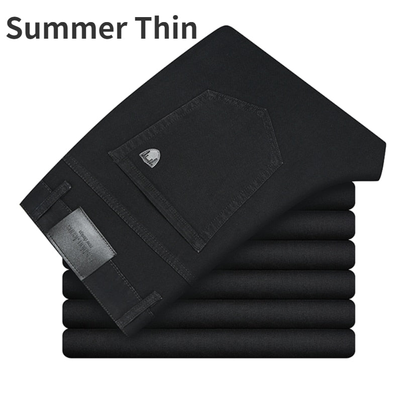 Jeans Masculino 2024 de Marca // Material fino DELIY // Grosso Linha Reta Algodão // Negócios/Casuais // Cintura Alta luz cinza/azul