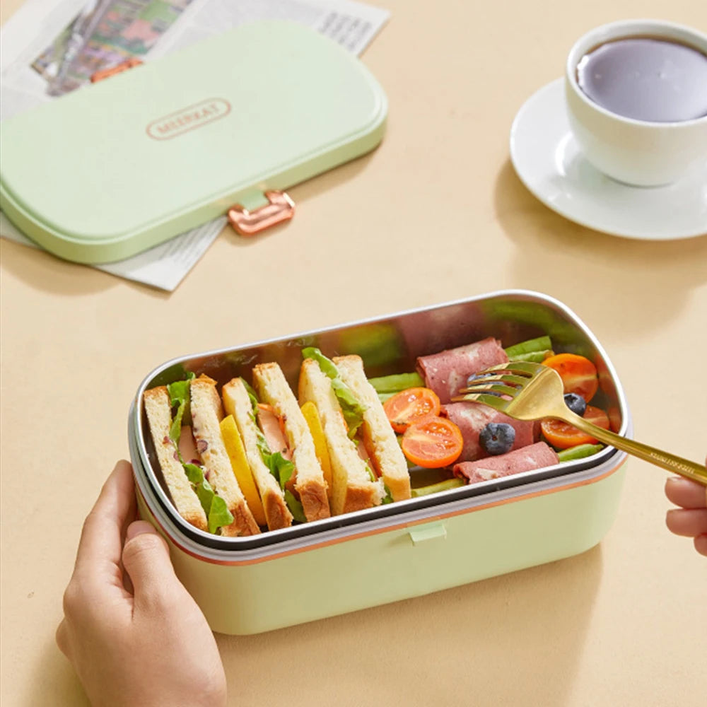 Lancheiras térmicas de escritório, lancheiras elétricas portáteis, caixa bento com aquecimento sem água, aquecedor de alimentos de aço inoxidável