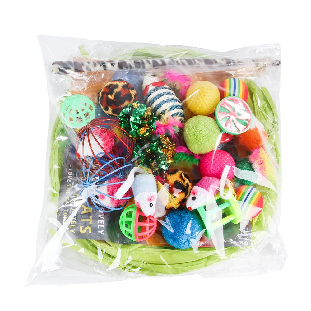 Conjunto de Brinquedos para Gatos NONOR // Varinha de Penas para Teaser // Brinquedos para Gatinhos em Formato de Mouse, Bolas, Vara, etc