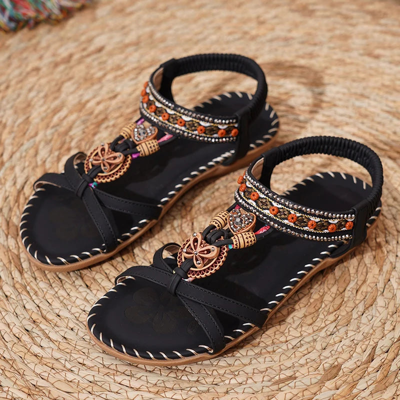 Sandálias Femininas de Verão // Sandálias Macias Femininas Retro // Elegante Calçado Feminino