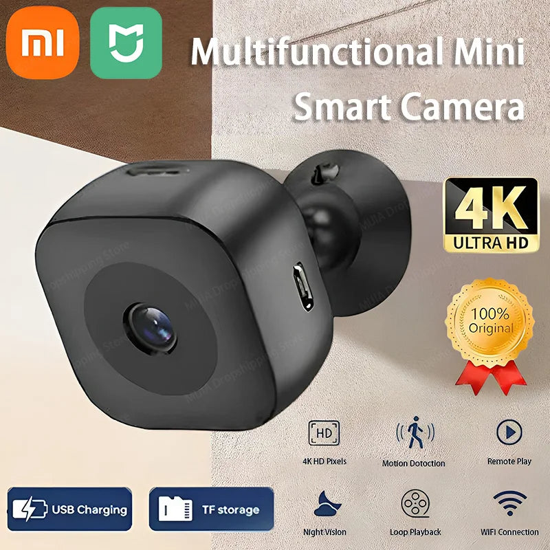 Mini Câmera de Segurança Full Color Visão Noturna Alta Definição Xiaomi MIJIA 4K // Monitor WiFi // Vigilância c/ Detecção de Movimento // À Prova D'Água