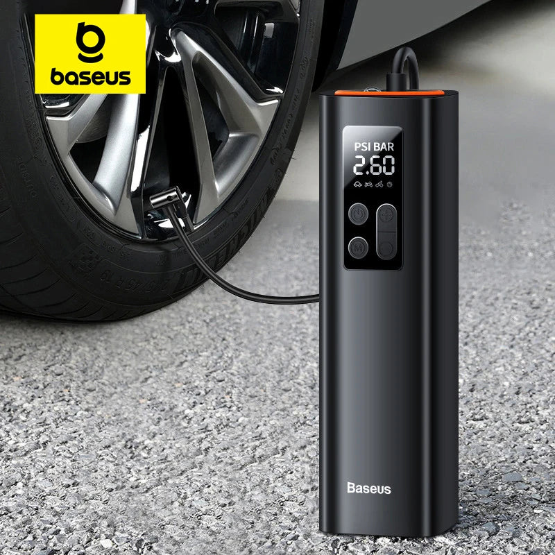 Mini Compressor de Ar para Carro Baseus 12V 150PSI // Inflador Portátil de Pneus de Carro // Bomba Inflável Digital Inteligente para Carro / Bicicleta / Barco // Bomba de Ar
