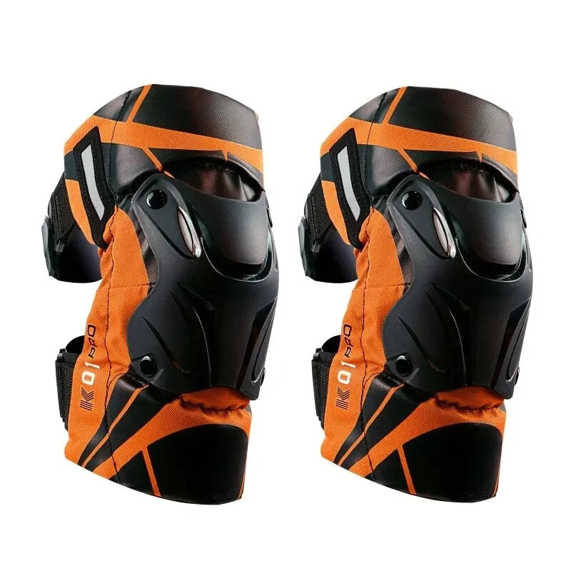 Protetores de joelho off-road: armadura CE resistente a impactos e alças ajustáveis para pilotagem noturna e corridas de motocicleta