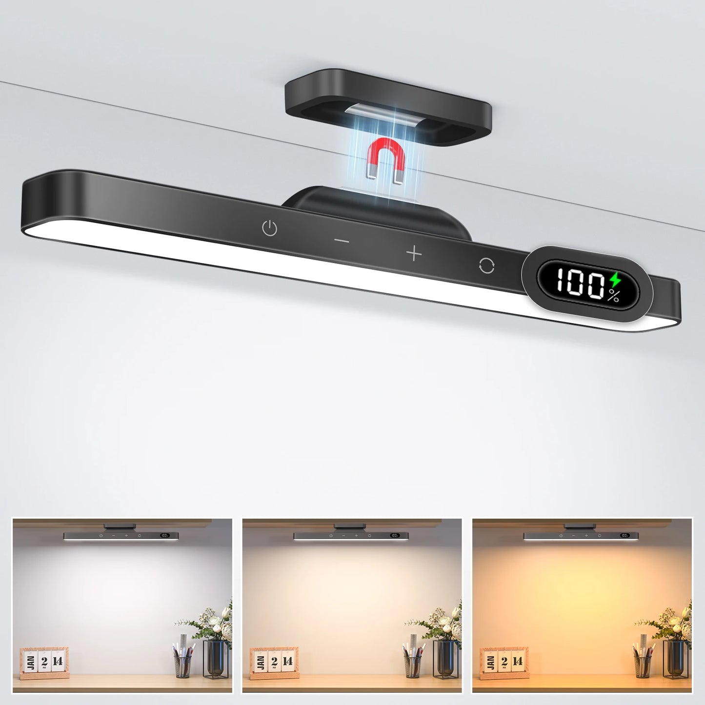 Luz Noturna Regulável WILLED de 5 W // 3 Cores // Luz de Maquiagem Ajustável c/ 2500 mAh // Recarregável // Para Armário, Mesa de Cabeceira, etc