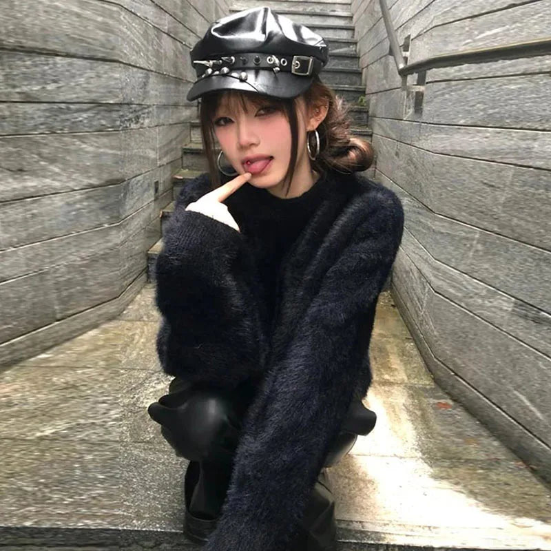 Boina Original da Subcultura Harajuku Y2K p/ Meninas // Gótica / Lolita / Goth / Harajuku // Caveira de Osso // Chapéu Punk Steam
