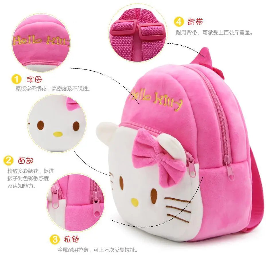 Mochila Sanrio Hello Kitty Anime Mochila de Pelúcia Desenho Animado Mochila Escolar de Jardim de Infância Kawaii Bolsa de Ombro Cosplay Presentes Surpresa