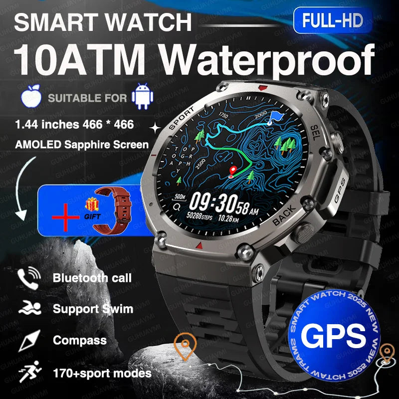 Relógio inteligente T-Rex 3 original militar com GPS para natação, masculino, para Xiaomi, 10ATM, IP69K, à prova d'água, pulseira com 170 GPS esportivo integrado