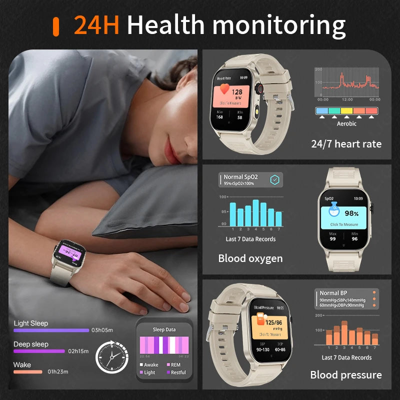 Novo Relógio Inteligente LIGE Unissex // C/ Chamada de Voz por IA e Bluetooth // Monitor de Saúde // Fitness e Esportivo // tela HD de 2,01"