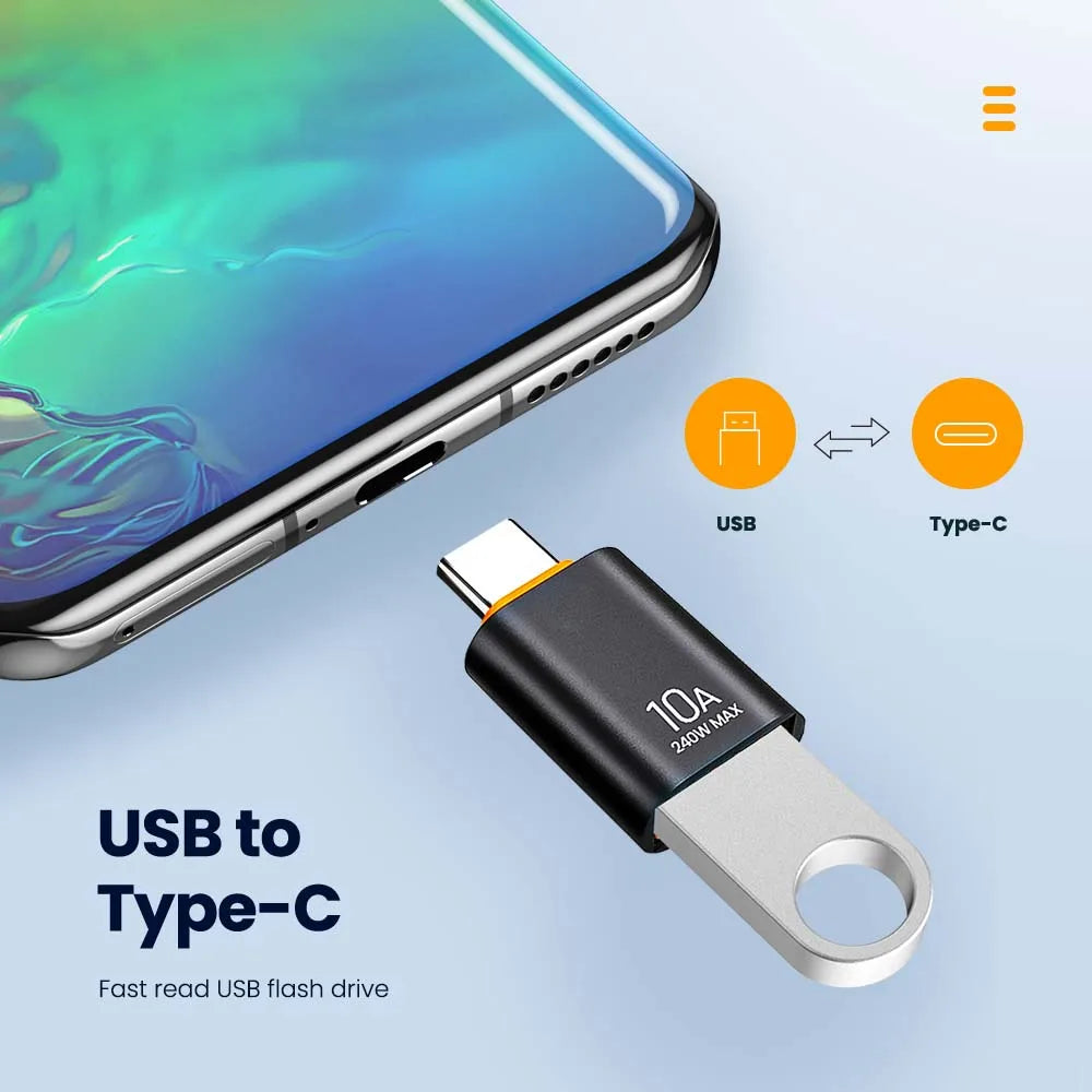 Adaptador USB 3.0 OTG 10A para Tipo C USB // Fêmea para Tipo C // Macho Adaptador de Carregamento Rápido OTG USB C // Para Xiaomi Samsung Laptop PC
