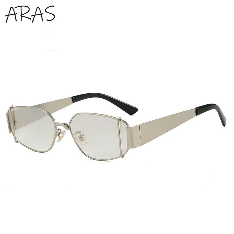 Óculos de Sol Retangulares Punk da Moda Femininos 2025 // Armação de Metal Irregular de Marca de Luxo // Óculos de Sol Sexy Vintage p/ Viagem