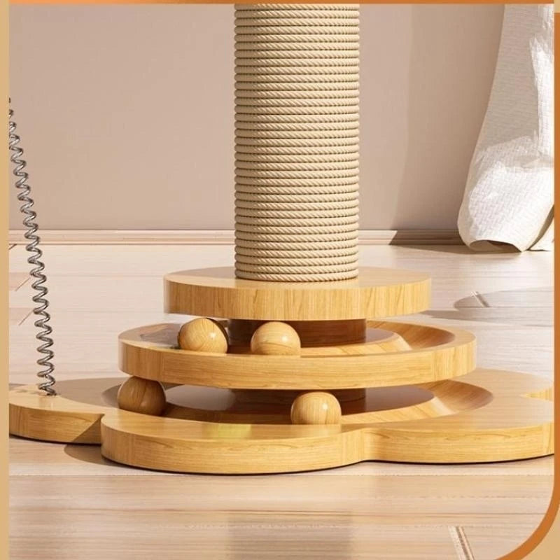 Brinquedo p/ Gatos de Estimação // Plataforma Giratória de Madeira Maciça p/ Gatos // Bolas Divertidas p/ gatos // Tábua de Arranhar de Sisal Durável