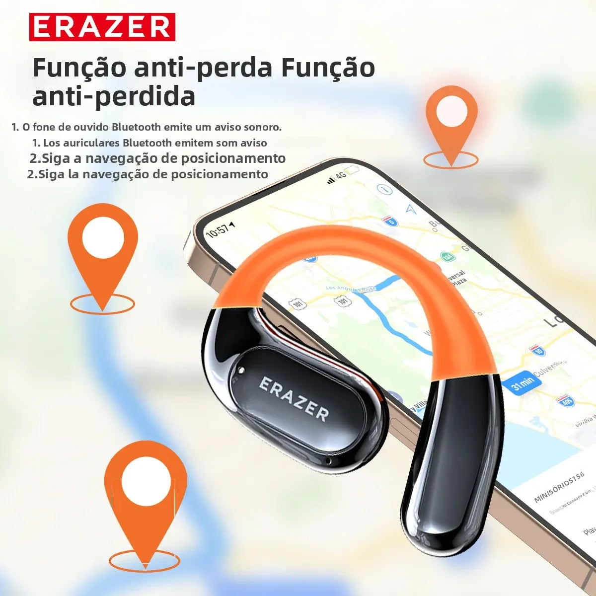 ERAZER XP15 Wireless Headphones Bluetooth 5.4 AI Translator Earbuds Glowing Earhook Upgraded LCD Touchscreen ENC Noise Reduction