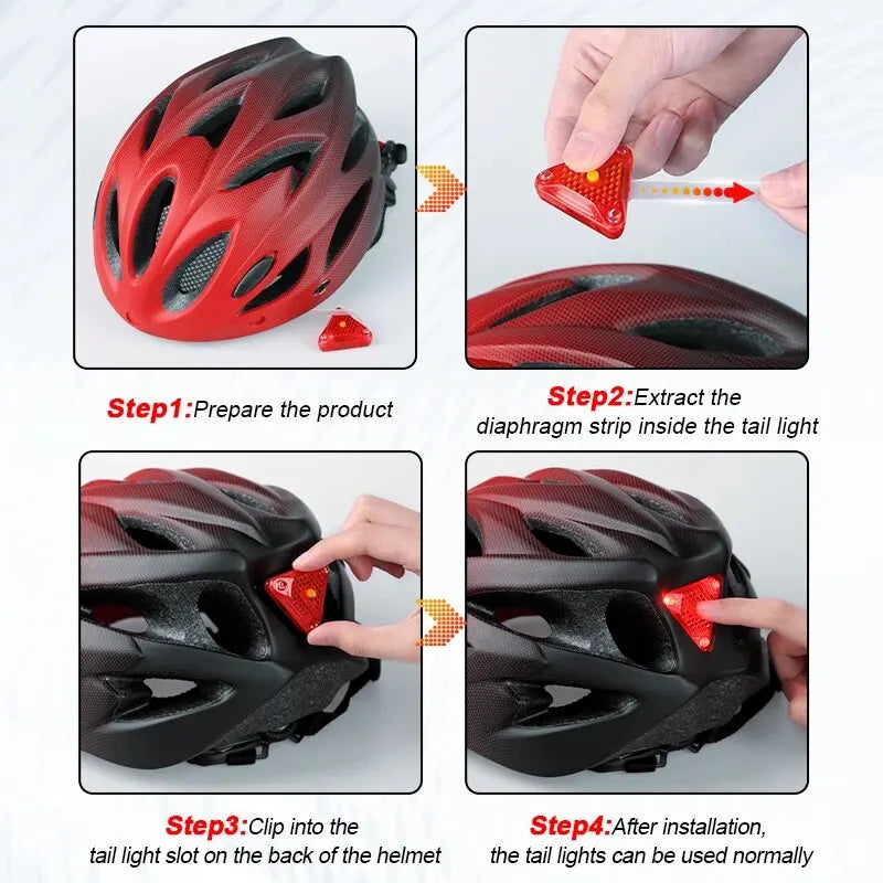 Capacete de Bicicleta com Luz Traseira de LED // Capacete de Ciclismo Adulto // Adequado para 58-62cm // Leve, Respirável, Colorido