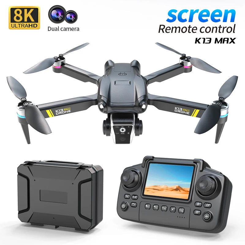 Drone Profissional K13MAX RC 8K HD Câmeras // WIFI FPV // Altura Segurar Gesto // Fotografia // Quadricóptero Dobrável // Tela Controle Remoto GIF