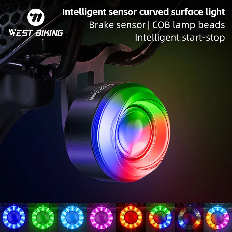 Luz Traseira Colorida p/ Bicicleta de Estrada WEST BIKING // Bicicleta Night Riding Luz do Sensor de Freio // Luz de Advertência para Bicicleta de Montanha // Equipamento de Ciclismo