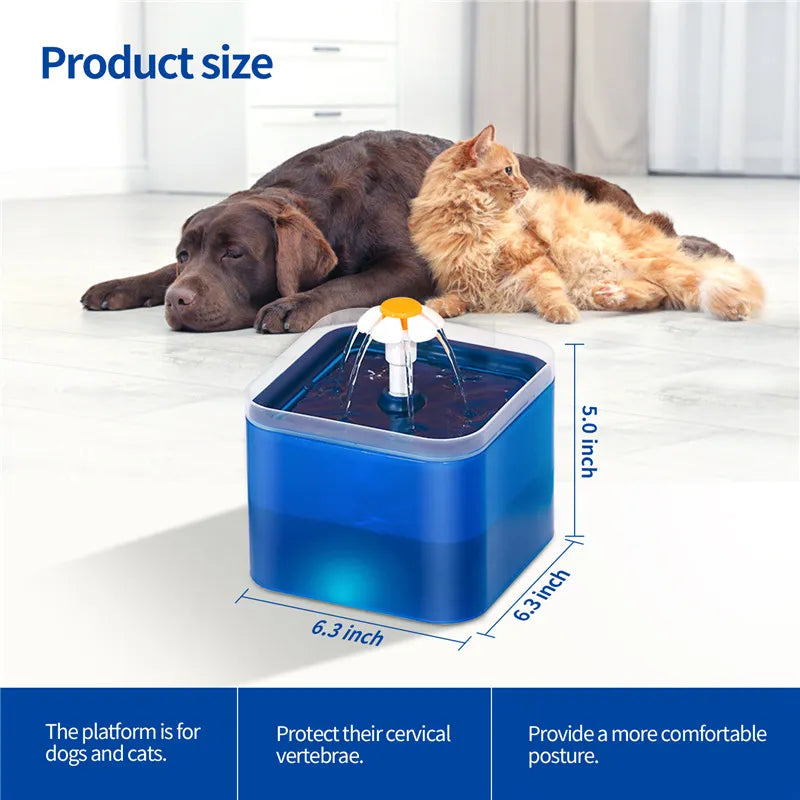 Fonte de Água Automática ZYfeeder Com Iluminação Led para Cães e Gatos 2L // Dispensador de Água USB para Animais de Estimação com Filtragem circulante
