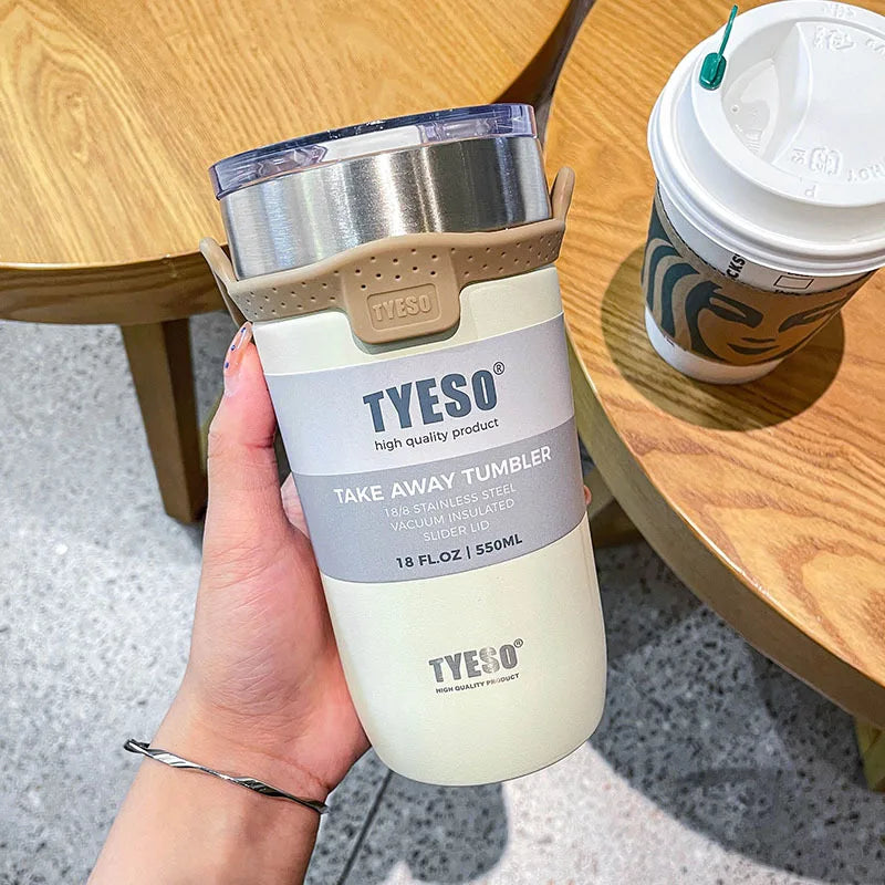Caneca de Café de Aço Inoxidável Tyeso 550/710ml c/ Canudo // Garrafa de Água p/ Carro // Garrafa Térmica a Vácuo // Copo Térmico // Garrafa Térmica Dupla