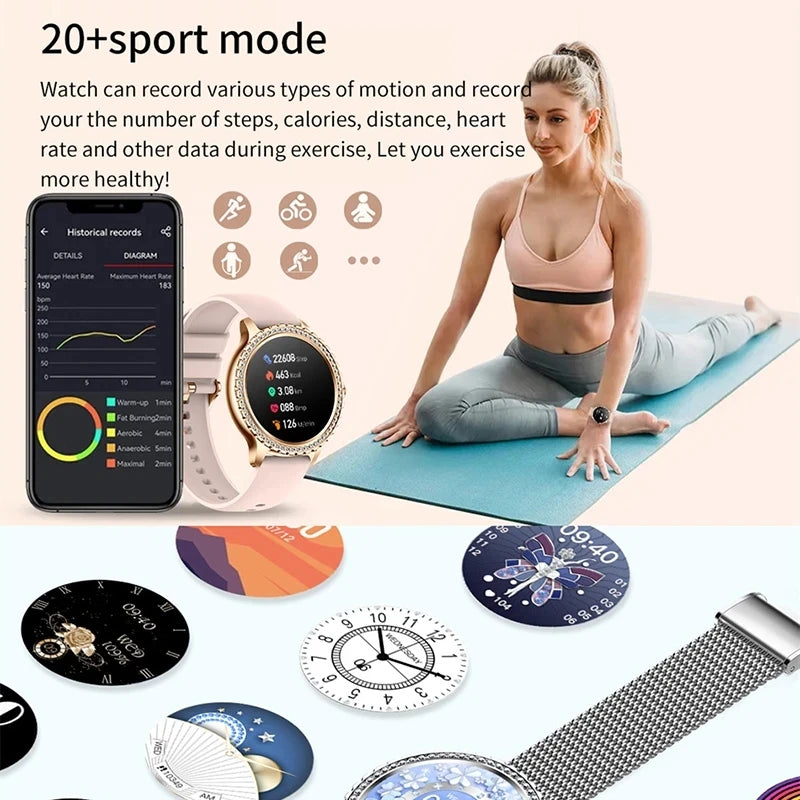 Smartwatch Relógio Inteligente 1.32 " AMOLED 360*360 Tela HD 2024 // Nova Moda Feminina Bluetooth // Chamada / Esportes / Fitness // Pulseira de Diamante // Belíssimo!!!