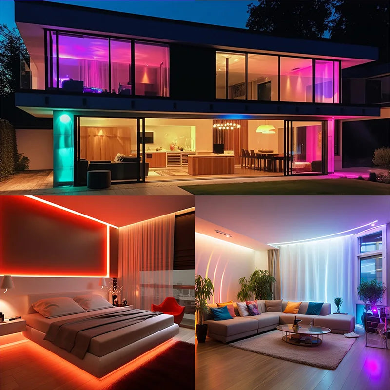 Fita LED RGB 5050 c/ Controle WiFi Inteligente // Fita LED RGB 220V p/ Decoração de Parede de Quarto
