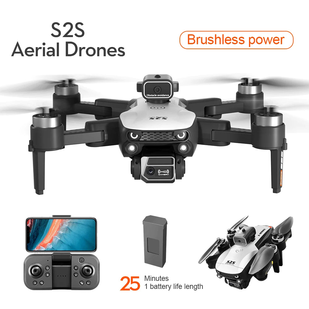 Novo Drone S2S 8K Profissional HD c/ Câmera Dupla // Sem Escovas p/ Evitar Obstáculos // Fotografia Aérea, Quadricóptero Dobrável