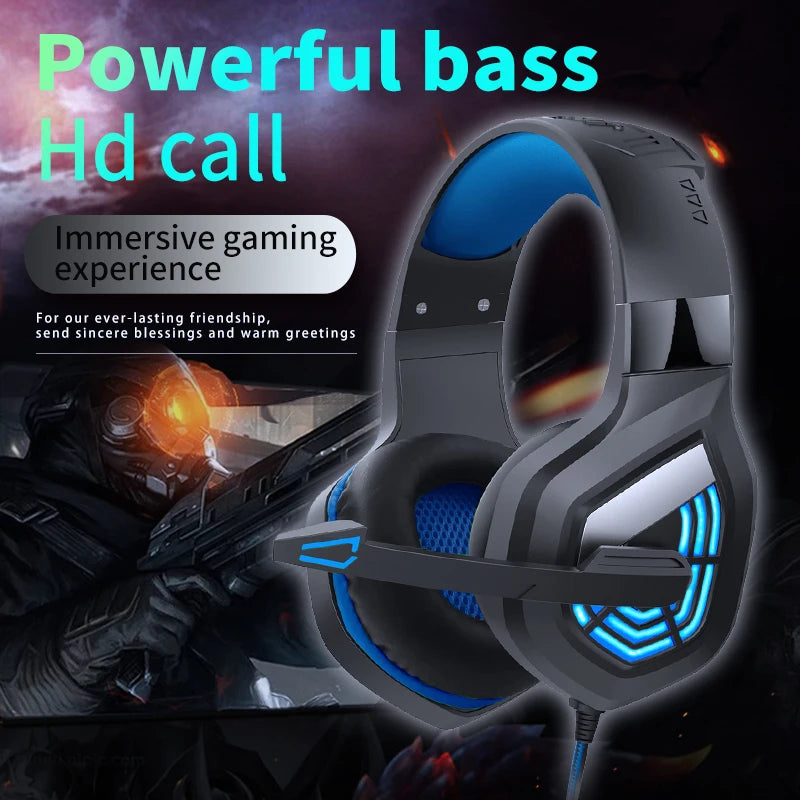 Fone de Ouvido para jogos G7 // Microfone c/ Cancelamento de Ruído // Som Surround, 3,5 mm // Luzes LED com Fio // Fone de ouvido para Jogos // PC e Laptop