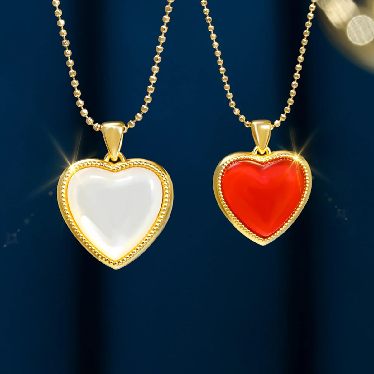 Colar c/ Pingente de Coração de Ágata Natural SZJINAO // 100% Ouro Real 18k au750 Puro Original // Jóias de Ouro com Certificado