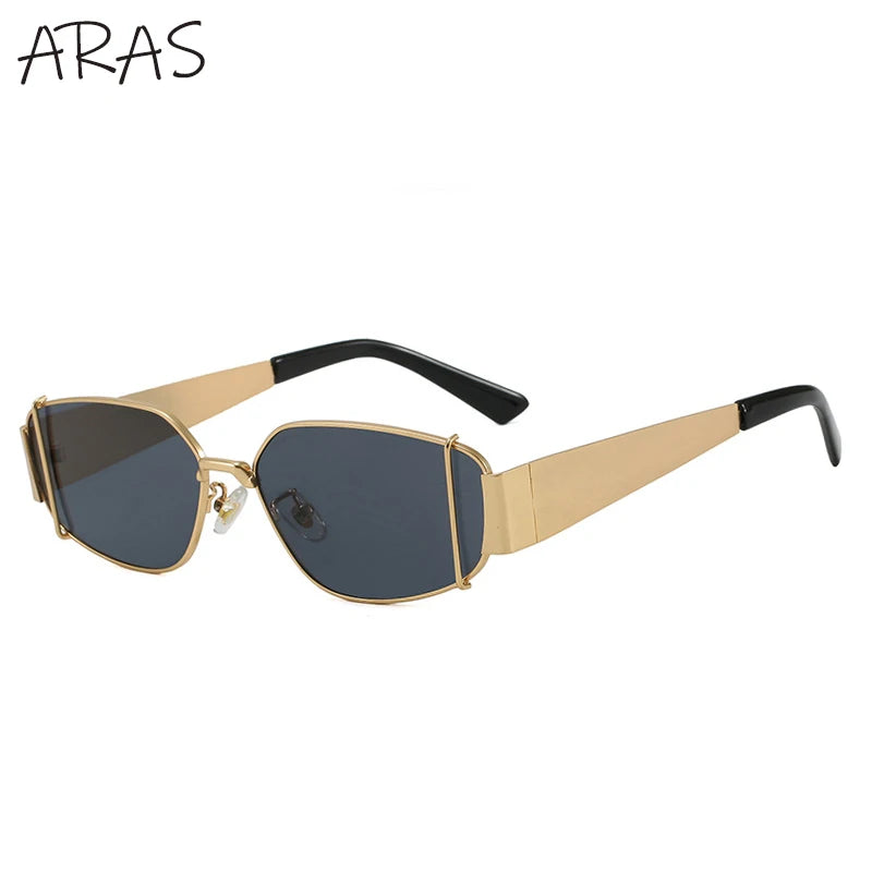 Óculos de Sol Retangulares Punk da Moda Femininos 2025 // Armação de Metal Irregular de Marca de Luxo // Óculos de Sol Sexy Vintage p/ Viagem