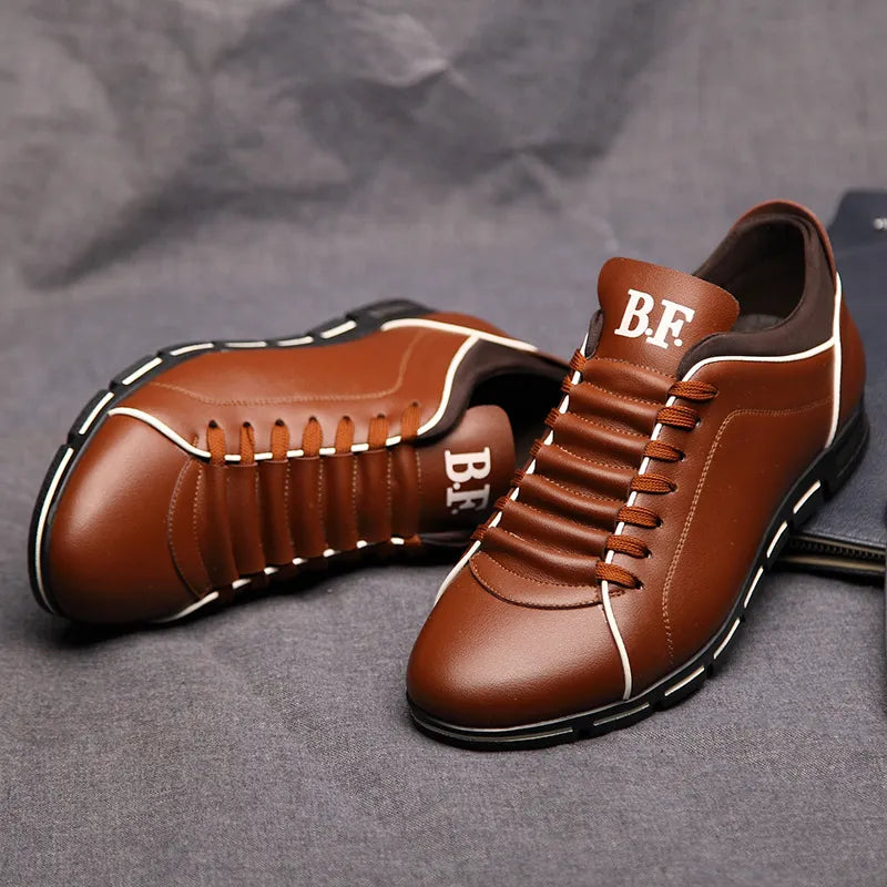 Sapato Social BKQU Masculino Casual Respirável de Couro do Plutônio // Sapatos p/ Homens de Negócios // Tamanho 38-48 // Estilo e Distinção no Estilo Britânico!!!