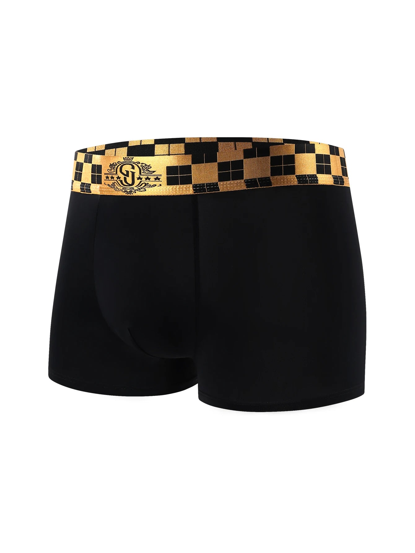 DKEG Masculino Luxuoso Preto e Dourado // Meninos Cueca Verão Gelo Seda // Antibacteriano Respirável // Boxer Shorts 4 peças Combinação