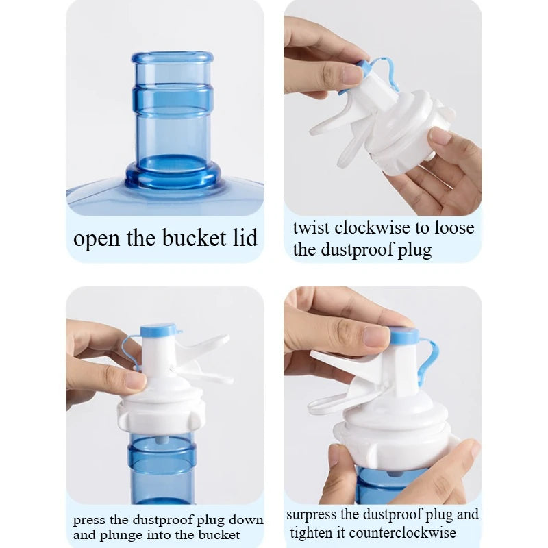 Conjunto de Suporte para Dispensador de Água // Preto/Branco, Incluindo Plugue à Prova de Poeira // Para Balcão de Uso Doméstico ou Camping // Dispensador de Água Simples Invertido