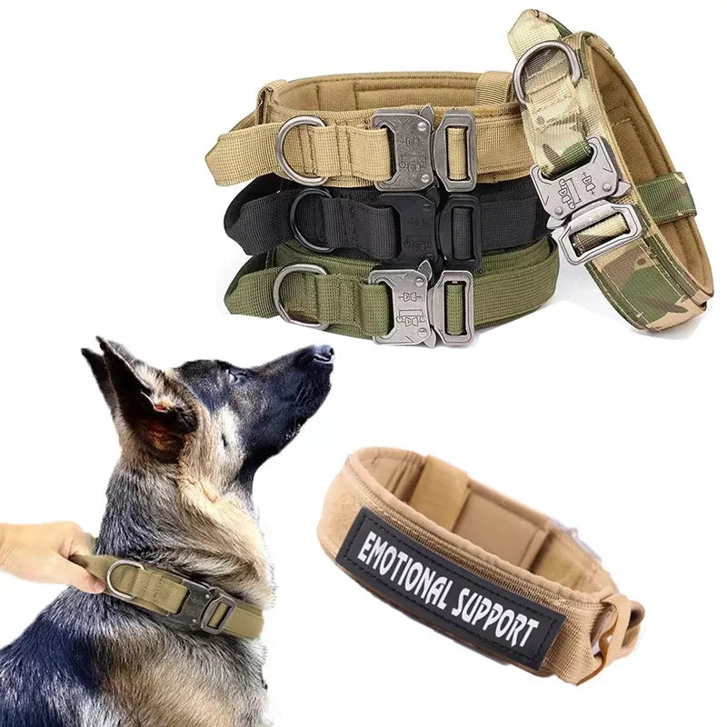 Coleira Tática para Treinamento de Cão Policial // Caminhada Médio e Grande // Pastor Alemão/Rottweiler/Pitbull,etc... // Ajustável, Nylon Duarável
