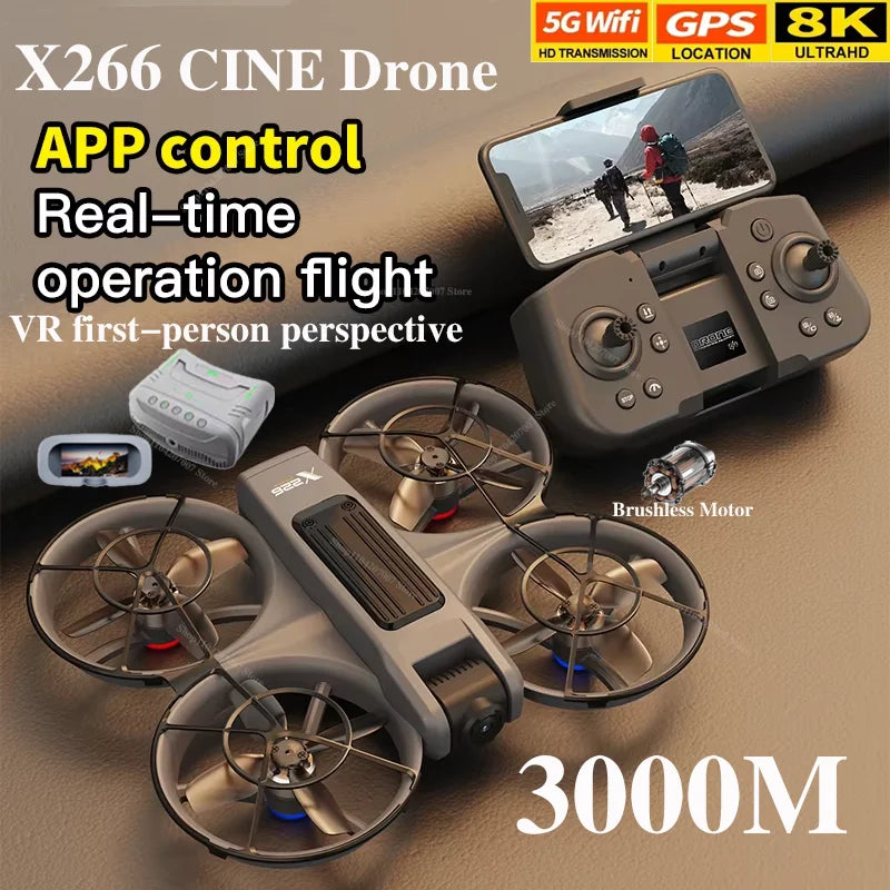 NOVO Drone X266 Original 8K WIFI / GPS // Fotografia Aérea Profissional HD // Controle Remoto Aeronave // HD Câmera Dupla // Quadricóptero Brinquedo UAV