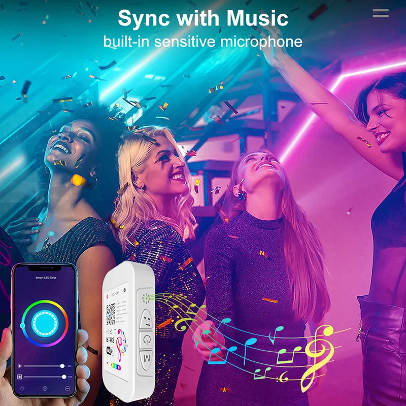 Fita LED RGB 5050 c/ Controle WiFi Inteligente // Fita LED RGB 220V p/ Decoração de Parede de Quarto