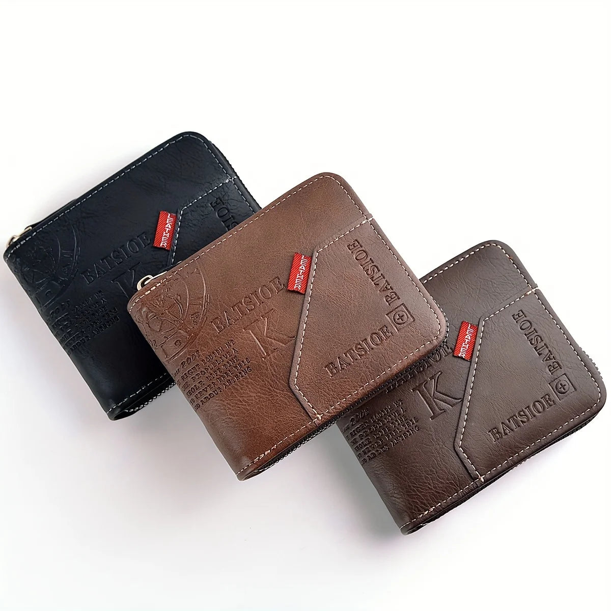 Carteira Masculina de Couro Sintético c/ Cera de Poliuretano // Porta-Moedas // Porta-Cartões // Carteira c/ Zíper